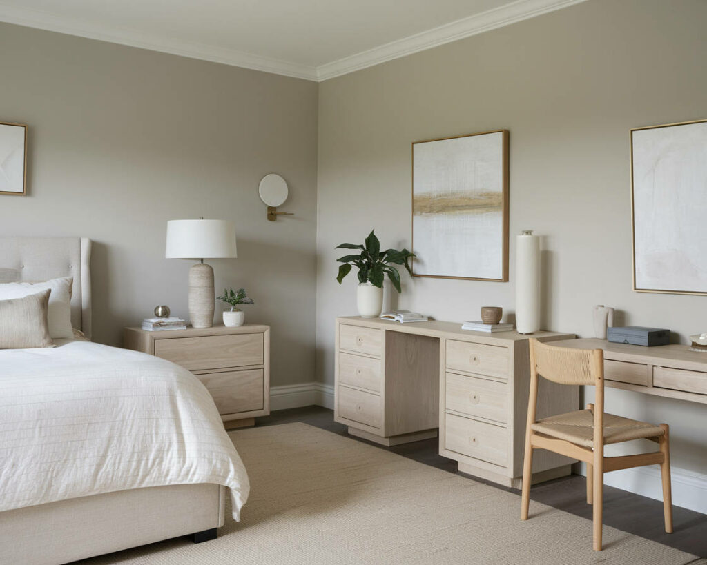 11. Serene White and Beige Bedroom
