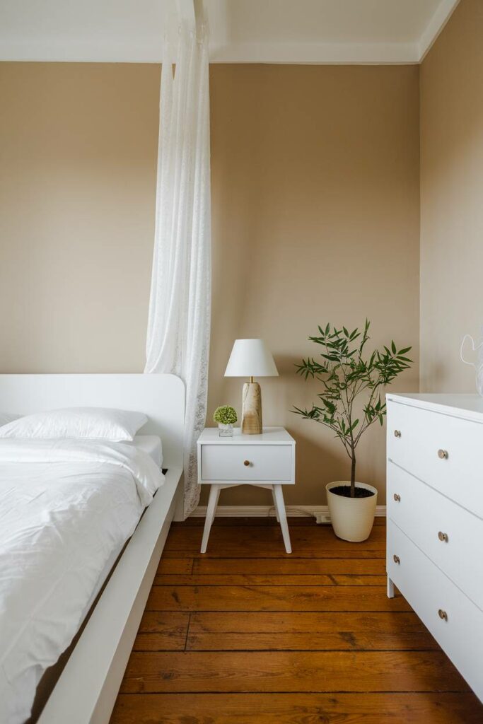 1. Beige and White Minimalist Bedroom
