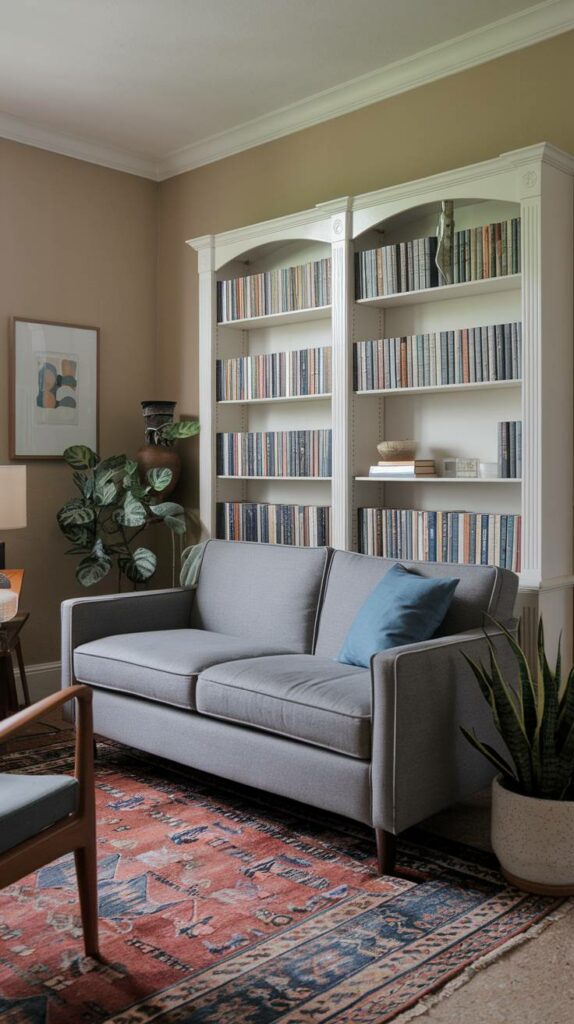 12. Bookworm's Delight Grey Settee Living Room