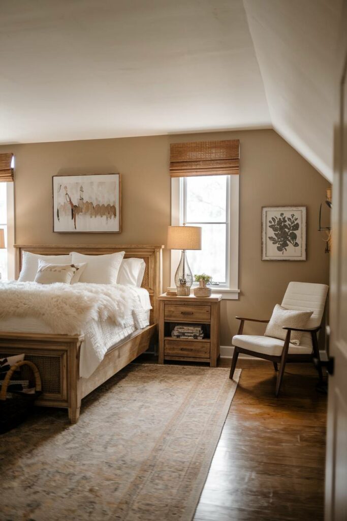6. Warm and Cozy Farmhouse Bedroom