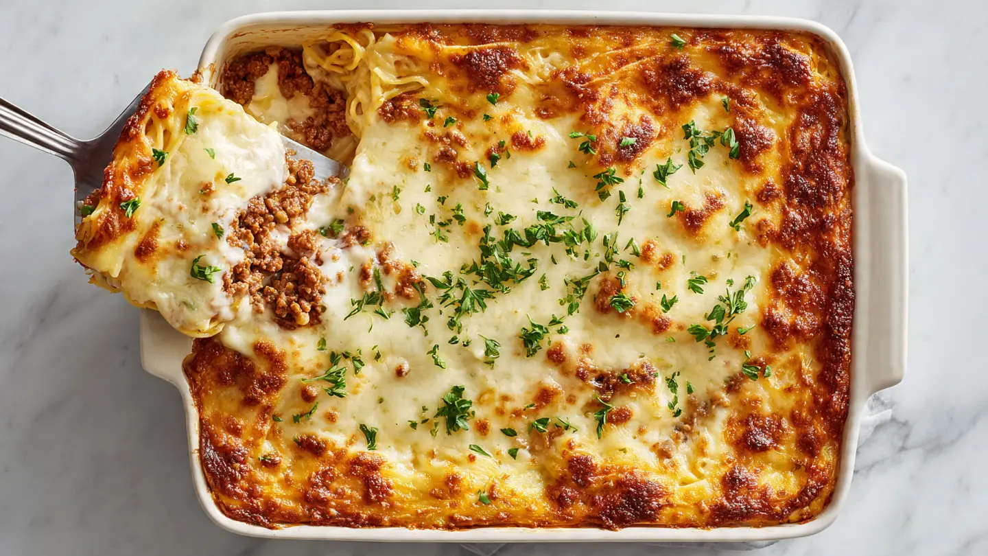 Baked Spaghetti Recipe with Alfredo Sauce