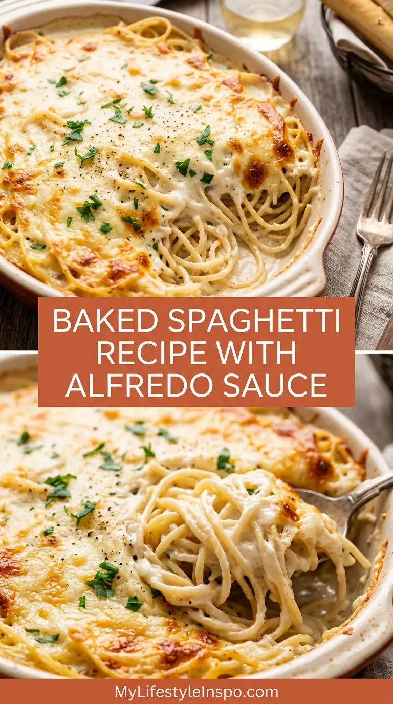 Baked Spaghetti Recipe with Alfredo Sauce