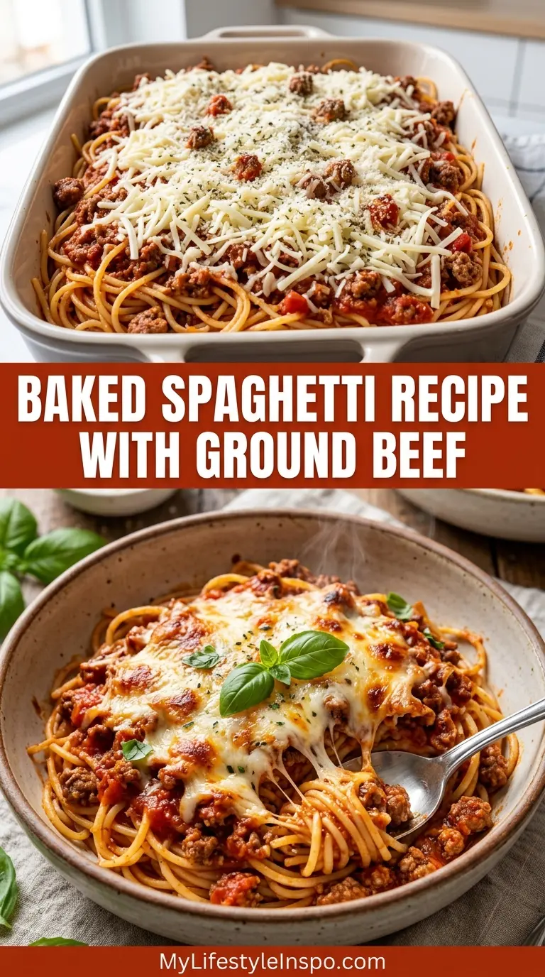 Baked Spaghetti Recipe with Ground Beef