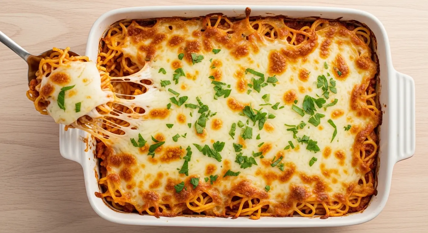 Baked Spaghetti Recipe with Ground Beef