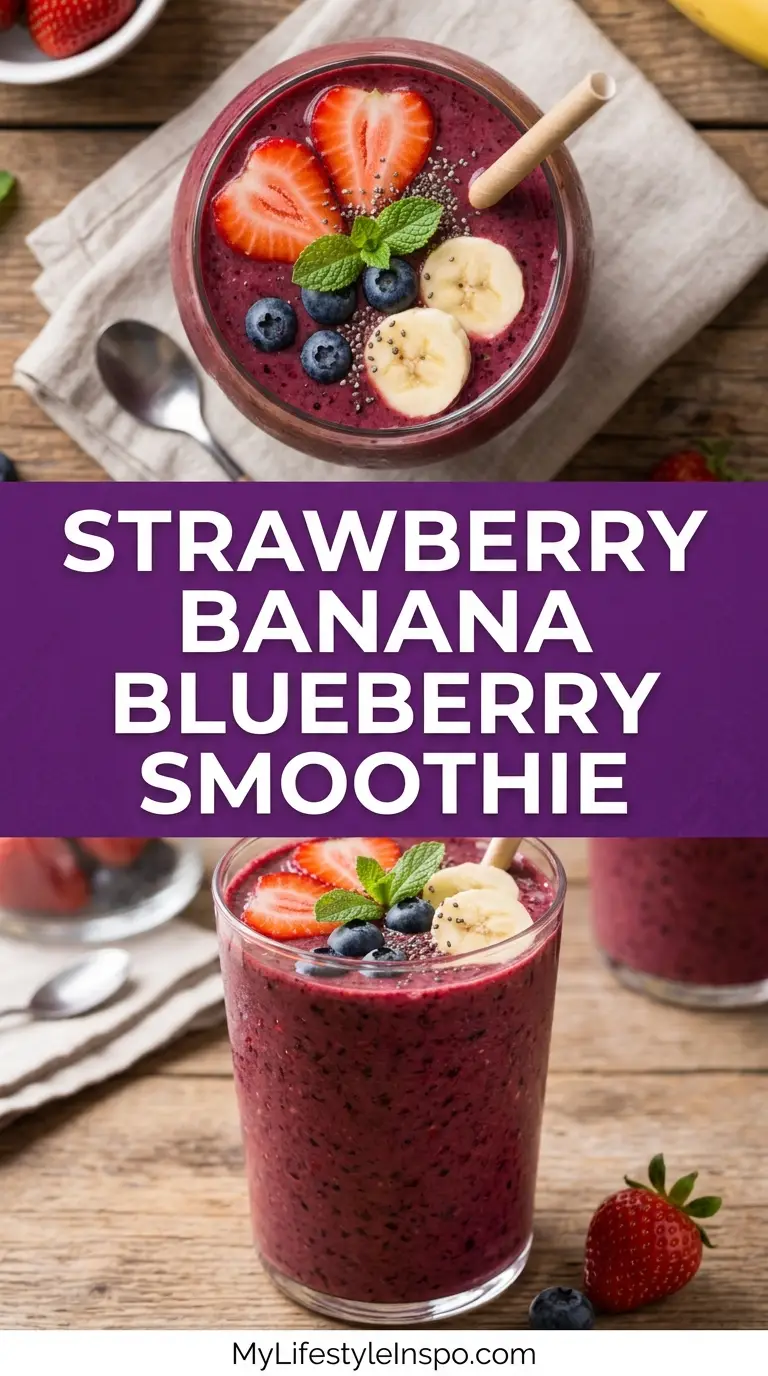 Strawberry Banana Blueberry Smoothie Recipe