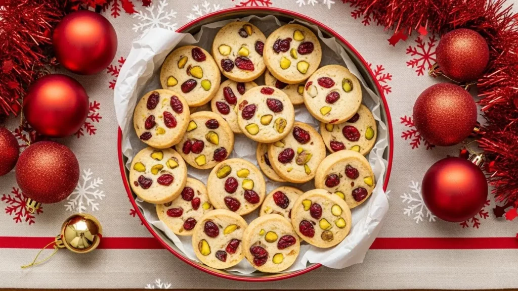 Cranberry Pistachio Shortbread Cookies Recipe