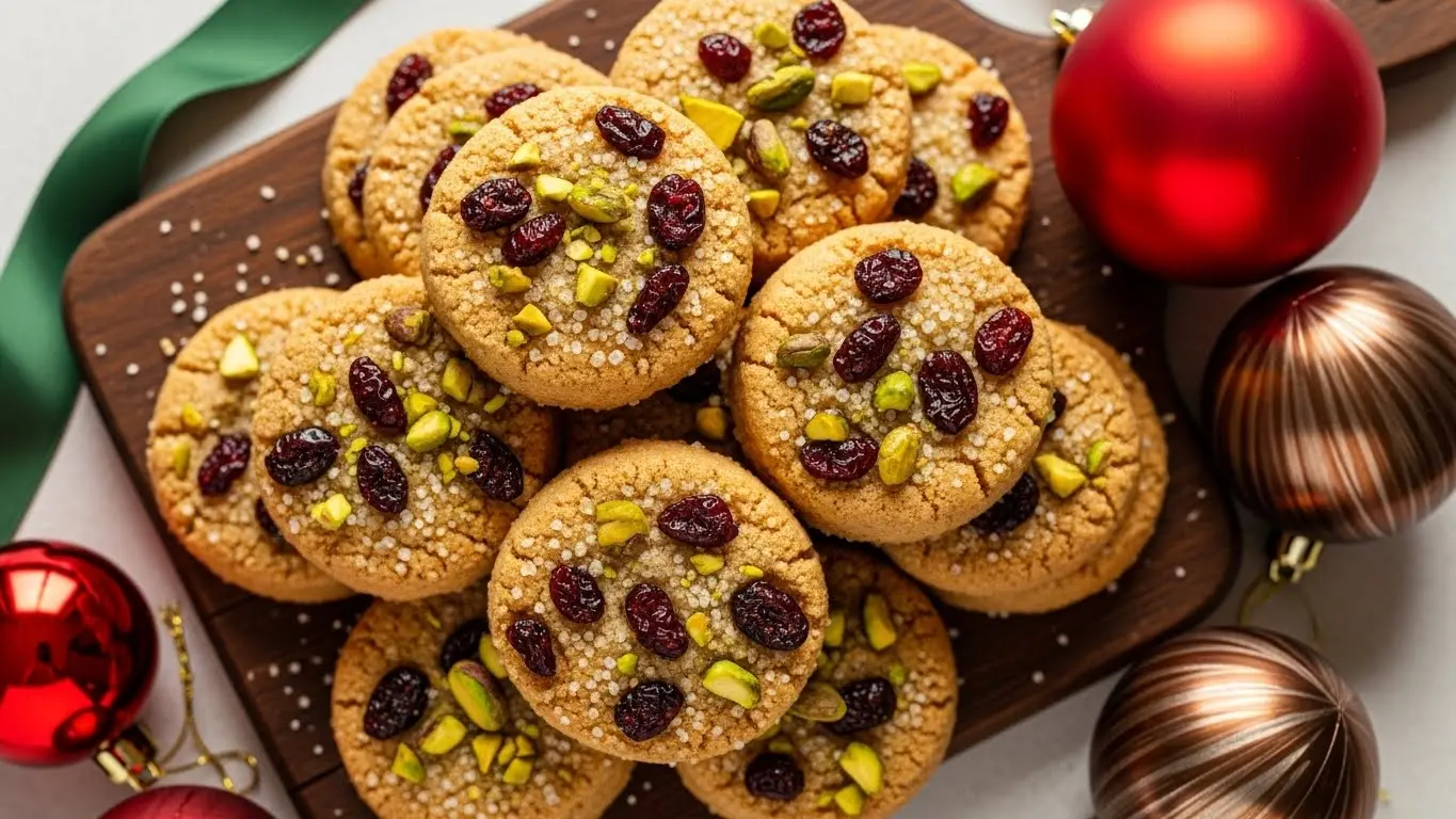 Cranberry Pistachio Shortbread Cookies Recipe