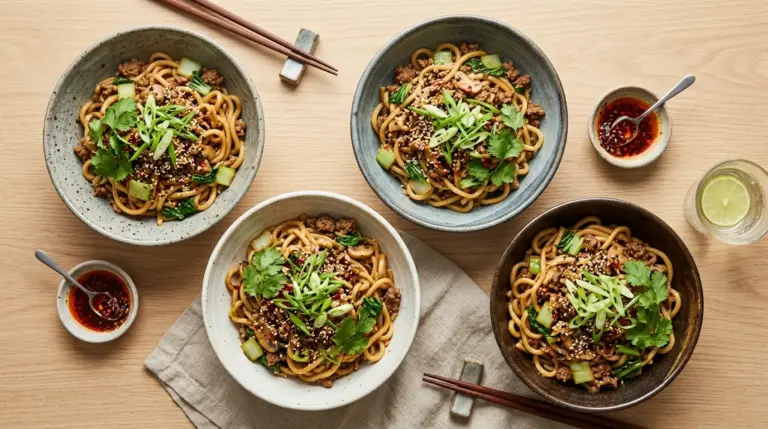 Asian Ground Beef Noodle Bowls