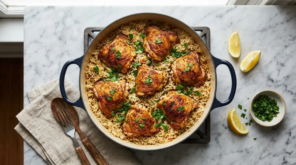 One-Pot Crispy Chicken and Rice Recipe