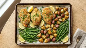 Parmesan Crusted Chicken Sheet Pan Dinner