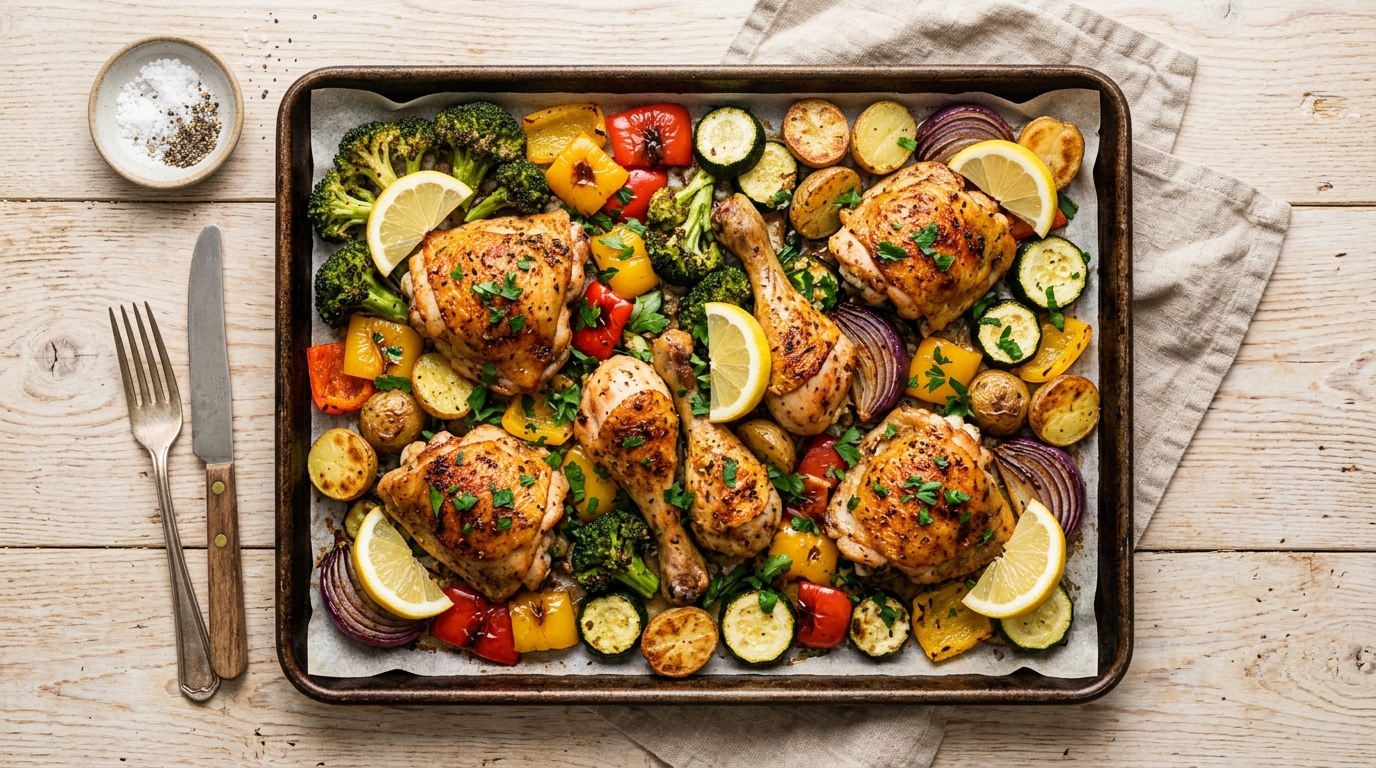 Sheet Pan Chicken And Veggies Dinner