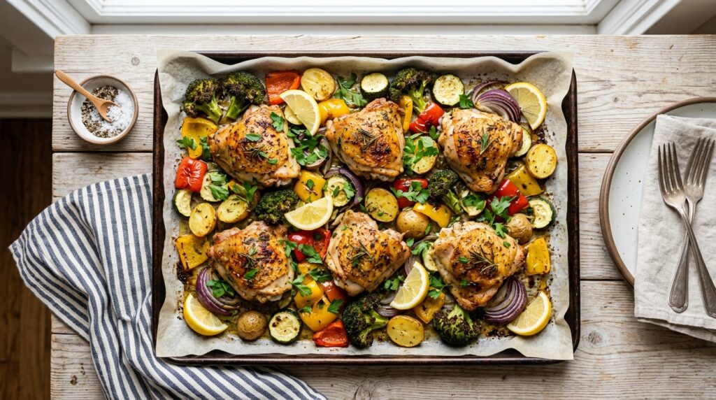Sheet Pan Chicken And Veggies Dinner