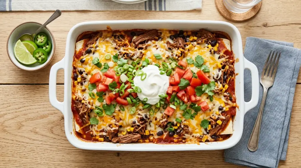 Slow Cooker Beef Enchilada Casserole Recipe
