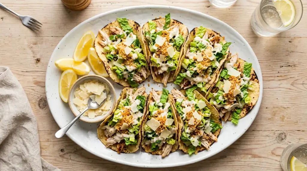 Smashed Chicken Caesar Tacos Recipe