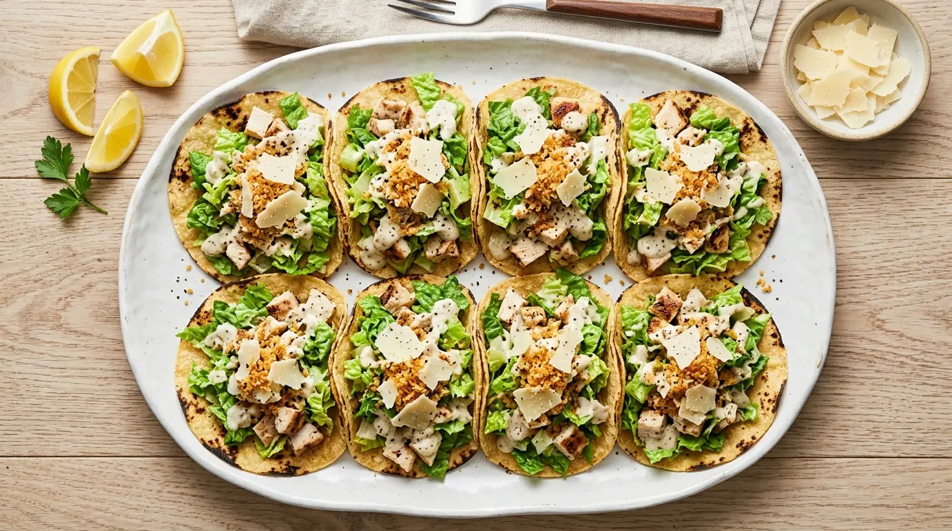 Smashed Chicken Caesar Tacos Recipe